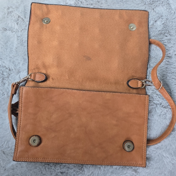 Tan Studded Women's Bag / Leather Suede Purse/ Crossbody / Clutch - Picture 5 of 6